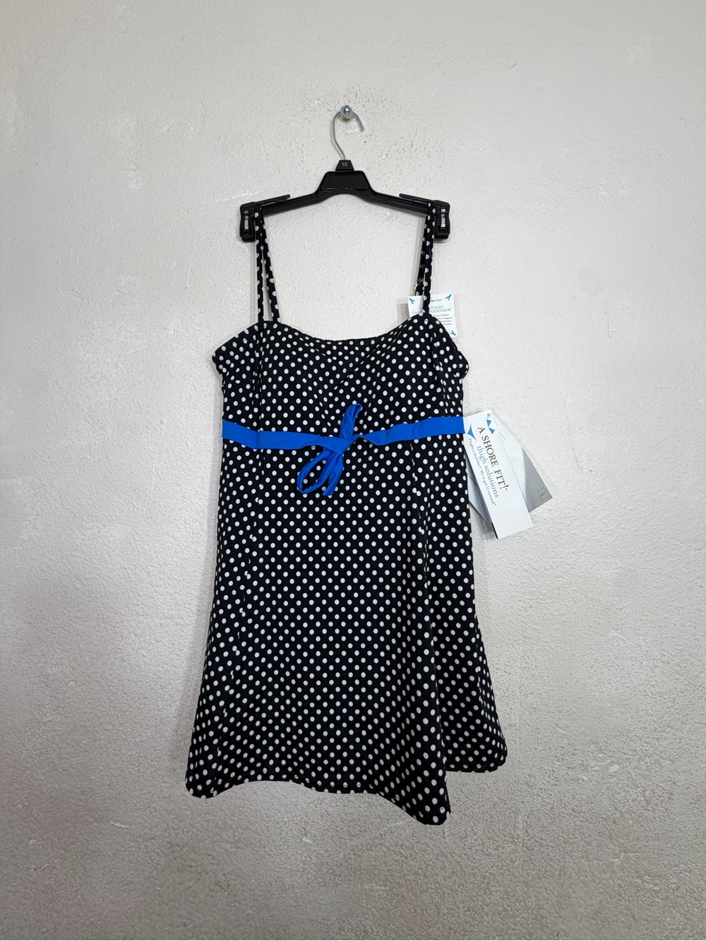 A Shore Fit NWT Women's 12 Swimdress Polka Dot Blue Accent